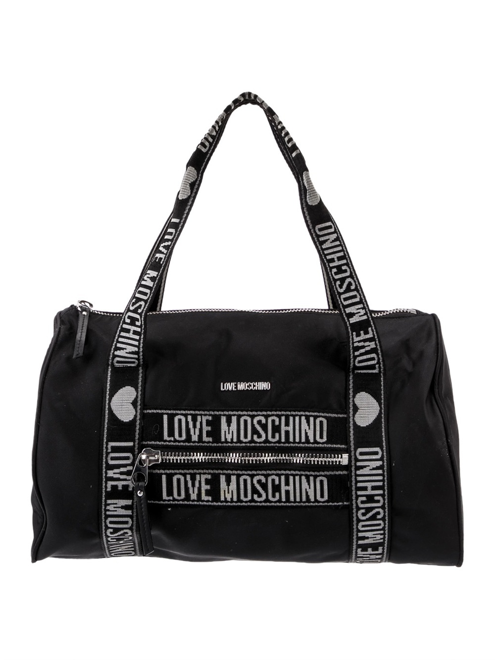 Love Moschino Black Nylon Small Duffle Gym Bag